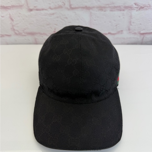 Gucci Classic Web Black Gg Monogram Baseball Cap Hat Large